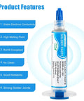 Sn99 Ag0.3 Cu0.7 Lead Free Solder Paste In A 5 Ml Syringe No Clean High Temperature Melt At 217 C With Smooth Flux, product features