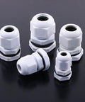 30pc Nylon Waterproof Cable Gland Kit With Adjustable Fit For PG7 PG9 PG11 PG13.5 PG16, Beefy Gray Seals For Outdoor Use, various sizes displayed.