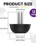 M8 Adjustable Furniture Leg Set With 304 Stainless Steel Feet, 8mm X 1.25 Screw In Leveling Feet, size details.