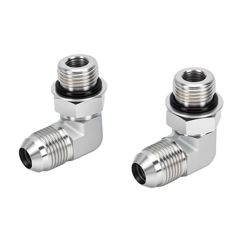Solid Pro One Quarter Inch Hydraulic Adapter Fitting 90 Degree Elbow 37 Flare Male Thread To SAE ORB Male Interface High Pressure Connector J514 Fitment For Auto Rigs Heavy Duty Build Leak Proof Seal Works Great At Shops Gear Up Fast, 90° steel fitting