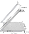Side view of Heavy Duty Ladder Platform Tray And Work Stand Holds 400 Pounds showing dimensions and perforated surface for stability.