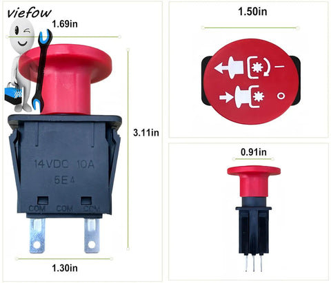 Five Terminal PTO Switch For Lawn Tractors And Zero Turn Mowers 14V DC 10A Replacement Part Fits 430401 01545600
