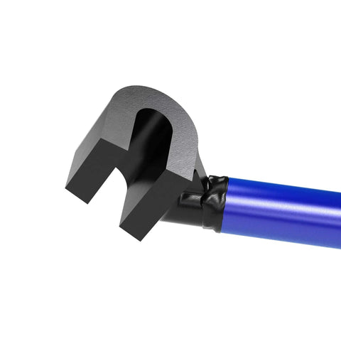 Close-up of the iron head on the Heavy Duty 24 Inch Rebar Hickey Bender Double End For No 3 No 4 Rebar Tubular Steel Handle With Iron Heads 65 Degree Bend Beast Pro Grade Tool For Fast Safe Bends On Concrete Jobs