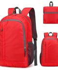 Ultra Light Packable Daypack For Travel And Hiking With Water-Resistant Nylon shown in red, compact and foldable design, front view