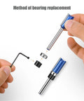 Hands replacing bearing in Pro Grade Router Bearing Guide Kit With Top Mounted Ball Bearing Set For Ultra Smooth Cuts Includes Bearing Wrench