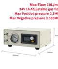 Built Tough Oil Free Diaphragm Vacuum Pump With 24V Brushless Motor Grinds Smooth With Zero Hassle Negative Pressure For Sump Upkeep And Heavy Duty Jobs Up To Ten Liters Per Minute showing control panel and gauge.