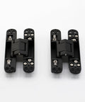 Hidden Door Hinge Set Two Pack Heavy Duty Concealed Hinge Zinc Alloy 180 Degree Swing Black Durable Hardware