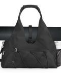 Women Gym Bag With Yoga Mat Holder And Shoe Compartment, Wet And Dry Storage Pocket, water-resistant 600D nylon, black