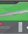 Ground Bar Kit For 200A Main Breaker Load Centers, 23 Terminal Ground Bar For 20 To 40 Circuits, service entrance accessory