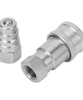Rock Solid Hardened Steel Hydraulic Quick Coupler 3 4 Inch Npt Iso5675 Compatible Quick Connect Fitting, shown in close-up