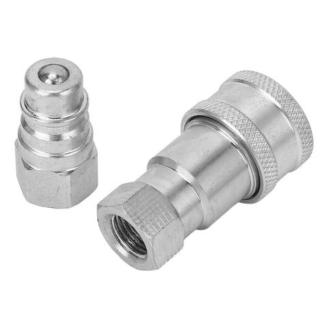 Rock Solid Hardened Steel Hydraulic Quick Coupler 3 4 Inch Npt Iso5675 Compatible Quick Connect Fitting, shown in close-up