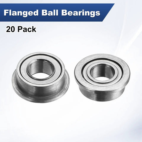 Two MF63ZZ flanged ball bearings from 20-Pack MF63ZZ Flanged Ball Bearings 3mm x 6mm x 2.5mm Double Metal Seal Chrome Steel Deep Groove
