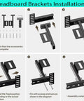 Game Changing Adjustable Headboard Brackets For Metal Bed Frame With Footboard Extension Kit assembly instructions, showing steps for installation.