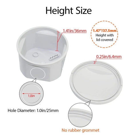 Heavy Duty Waterproof Junction Box IP55 Dustproof Abs Plastic Electrical Enclosure For Outdoor Wiring Projects Built Like A Tank With No Sweat Sealing In White 7.9 X 3.9 X 2.8 Inches dimensions showing height and hole size details.
