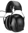 Bluetooth 6.0 Hearing Protection Earmuffs With Built In Microphone All Day Comfort 120 Hour Runtime 30dB Noise Reduction Rechargeable Ear Protection Headphones For Mowing Workshops Construction Snow Removal Black, front view