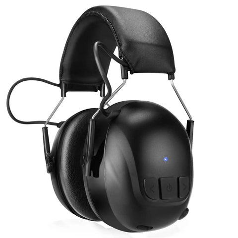 Bluetooth 6.0 Hearing Protection Earmuffs With Built In Microphone All Day Comfort 120 Hour Runtime 30dB Noise Reduction Rechargeable Ear Protection Headphones For Mowing Workshops Construction Snow Removal Black, front view