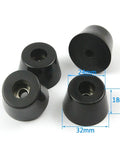 Premium Rubber Feet Pads For Furniture Chairs Smooth Gliding Leg Protectors 32X24X18Mm 16 Pack showing four black rubber sliders.
