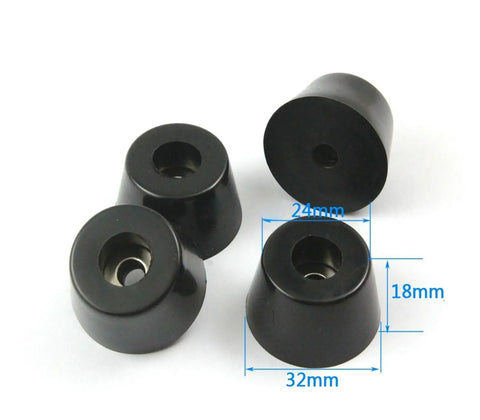 Premium Rubber Feet Pads For Furniture Chairs Smooth Gliding Leg Protectors 32X24X18Mm 16 Pack showing four black rubber sliders.