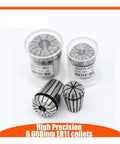 Top Rated High Precision Spring Collets For ER Chuck Holder With Secure Grip And Minimal Runout Perfect CNC Router Milling Lathe Engraving Tool Replacement Gear, set of ER25 and ER32 collets in containers.