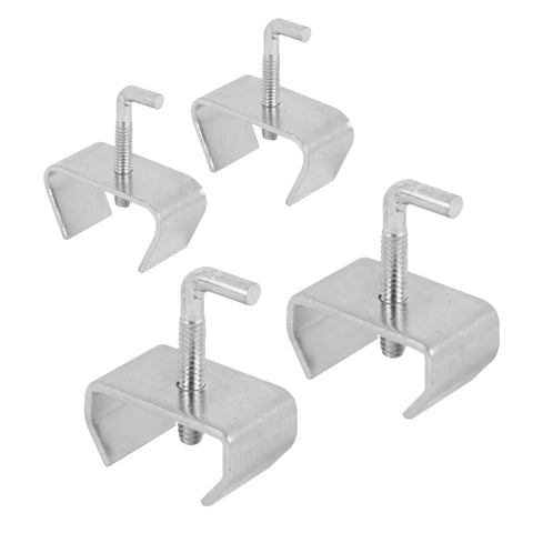 Heavy Duty Bed Frame Rail Clamp Kit Snugs Tight On One And One Quarter Inch Steel Rails Zinc Plated Rust Shield Two Pack image of metal clamps
