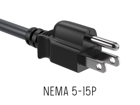 Two Foot Extension Power Cord NEMA 5 15P To NEMA 5 15R Three Prong 16 AWG Heavy Duty Black AC Cable Fully Molded Flexible For Home Office Studio Gear Everyday