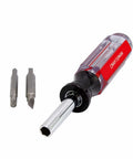 6 In 1 Screwdriver Multi Bit Set With Acetate Handle Dual Sided Removable Shaft For One Quarter And Five Sixteenth Inch Nut Driving Chrome Plated