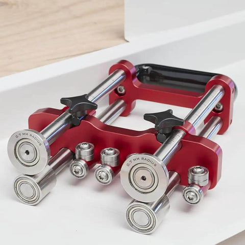 Pro Grade 2 Station Metal Bender For Bends Up To 150 Mm, Adjustable Roller Spacing.5 To 1 Mm, shown on a workbench