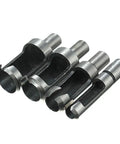 Premium Carpenter Grade 8 Piece Titanium Coated Wood Plug Cutter Drill Bit Set showing tapered claw blades and shanks.