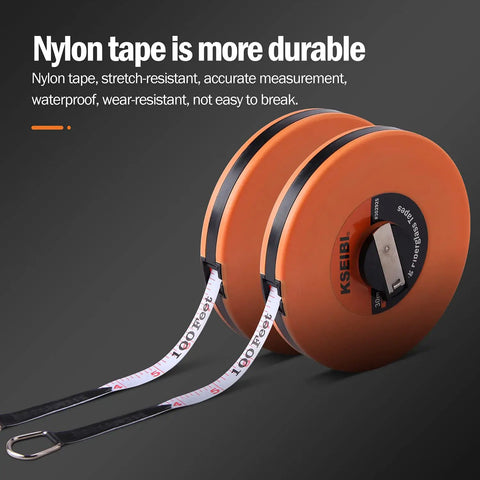 Long Fiberglass Tape Measure With Dual Face Inches And Millimeters For Construction On Job Sites, 66 Feet And 20 Meters