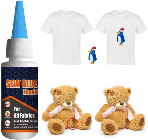 Fast Dry Sew Glue For All Fabrics Quick Bonding Liquid Adhesive For Clothing Repair Denim Leather Cotton Flannel Polyester 60ml