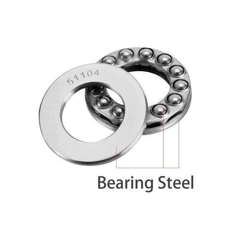 Four thrust ball bearings, 20x35x10 mm, bearing steel, single row (4 pcs)