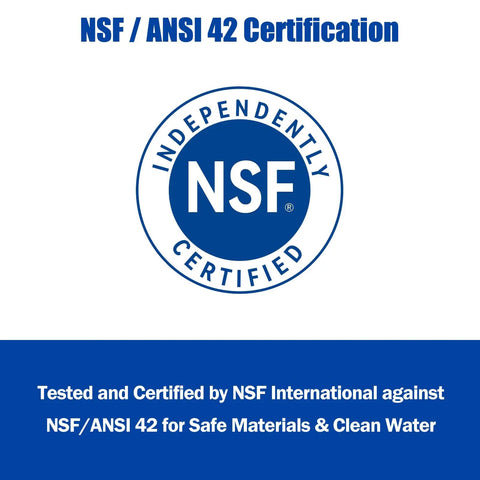 NSF/ANSI 42 certification seal for Six Pack PURWater Filter Replacements for RF 9999 PURPLUS Faucet Water Filtration System