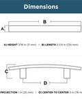 Diagram showing dimensions of Champagne Bronze Cabinet Handles 3 Inch Center To Center Classic Pulls For Drawers Kitchen Cabinets Doors And Dressers