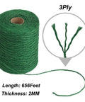 Green Jute Garden Twine 656 Feet 2mm Thick Plant Ties For Climbing Plants Tomatoes Floristry And Crafts, 3-ply illustration