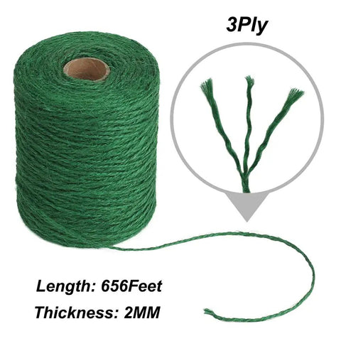 Green Jute Garden Twine 656 Feet 2mm Thick Plant Ties For Climbing Plants Tomatoes Floristry And Crafts, 3-ply illustration