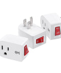 No Sweat Setup Real Deal Grounded Outlet Switch 3 Pack White Wall Power Control Toggle With Glowing Status Indicator Light