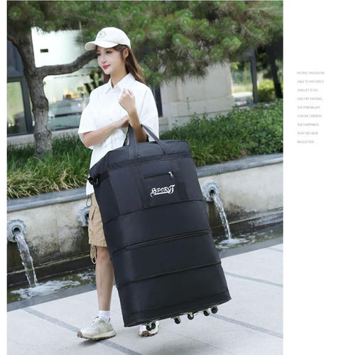 Radefasun expandable extra-large travel duffel bag on 6 wheels, black