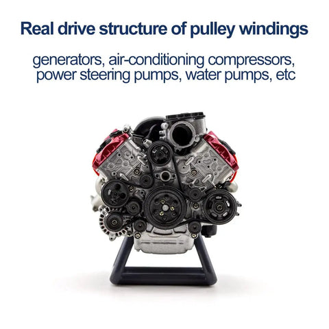 3D Printed Resin V8 Engine Model Kit for RC Car Fans Realistic Dynamic V8 Internal Combustion Engine Replica for AX90104 SCX10 II Capra VS4-10 Pro Ultra DIY Assembly High Detail Hobby Accessory, front view
