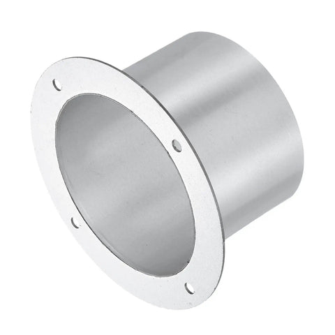 Front view of Heavy Duty Duct Connector Flange 5.2 Inch Silver Galvanized Steel Round Dust Collection Fittings for Dryer Vent Exhaust Pipe Hose.