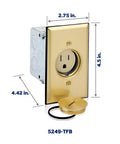 One Gang Floor Box Receptacle Tamper Resistant Brass Finish 15 Amp 125 Volt With Moisture Seal Gasket O Ring