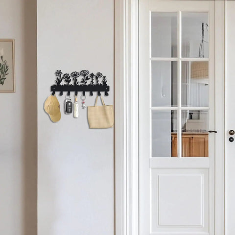Must Have Flower Style Wall Key Holder With Eight Hooks For Entryway Hallway Or Office, Dog Leash Rack And Mounting Hardware Included