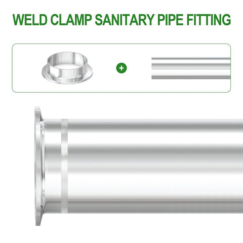 2-inch stainless steel sanitary pipe fitting with tri-clamp ferrule flange and 10 silicone gaskets