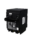 Q230GFN 30 Amp 2 Pole GFCI Ground Fault Circuit Breaker With Plug On Neutral For Wet Locations Like Pools Spas Kitchens And Bathrooms LED Trip Indicator Resists False Tripping And Saves Wiring Space In A Compact Easy Install. black 30A 2-pole breaker front view