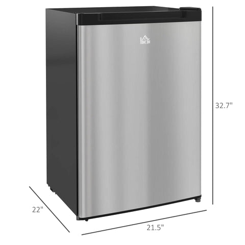 Solid 3 Cubic Foot Compact Upright Freezer With No Fuss Controls And Reversible Door Plays Nice In Tight Apartments Or Busy Kitchens While Keeping Your Frozen Stash Ice Cold In Bright Silver, 32.7" tall, sleek design.