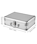 Premium Aluminum Alloy Tool Box with Foam Interior and Sturdy Handle for Safe Transit and Organized Storage of Tools or Valuable Items Travel Friendly Hard Shell Container that Keeps Your Gear Lock Tight, shown at an angle.