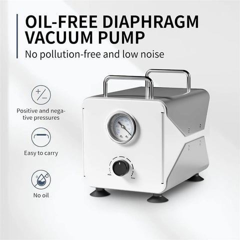 Lab Oil-Free Diaphragm Vacuum Suction Pump With Adjustable Negative Pressure For Rapid Filtration And Degassing. Premium PTFE-Coated Build Ensures High Vacuum Stability And Unwavering Suction To Guarantee Reproducible Results In Less Time Without Any