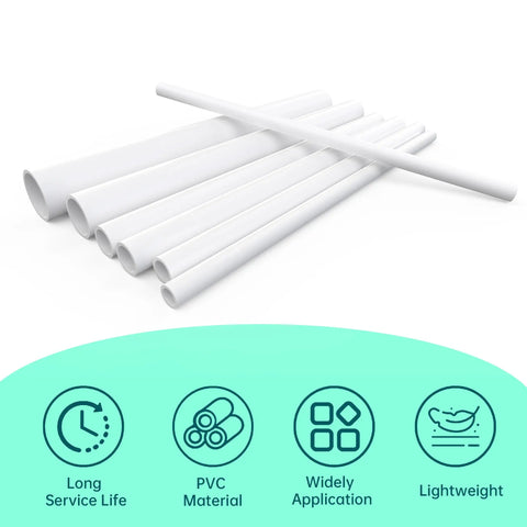20 Pack 1/2 Inch PVC Pipes, 17 Inch Long Schedule 40, DIY Friendly Builds For Greenhouse, arranged on a white background