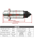 Built Tough Industrial Bt30 Atc Spindle With Five Heavy Duty Bearings And Synchronous Belt Drawbar For Cnc Milling Router Power Head Motor Plus Fast Swap Tool System dimensions with specifications.
