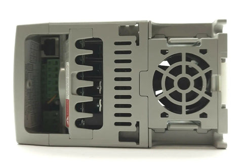Powerful 1.5 KW 240V Three Phase Variable Frequency Drive For Precise Motor Control Smooth Speed Regulation And Industrial AC Performance A True Workhorse For Reliable Efficient Motor Runs. gray metal VFD with cooling fan and keypad, panel mount