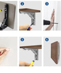 Installation steps for Two Piece Folding Angle Bracket Shelf Heavy Duty Adjustable Wall Mount For Tools White 12 Inch Space Saving Design